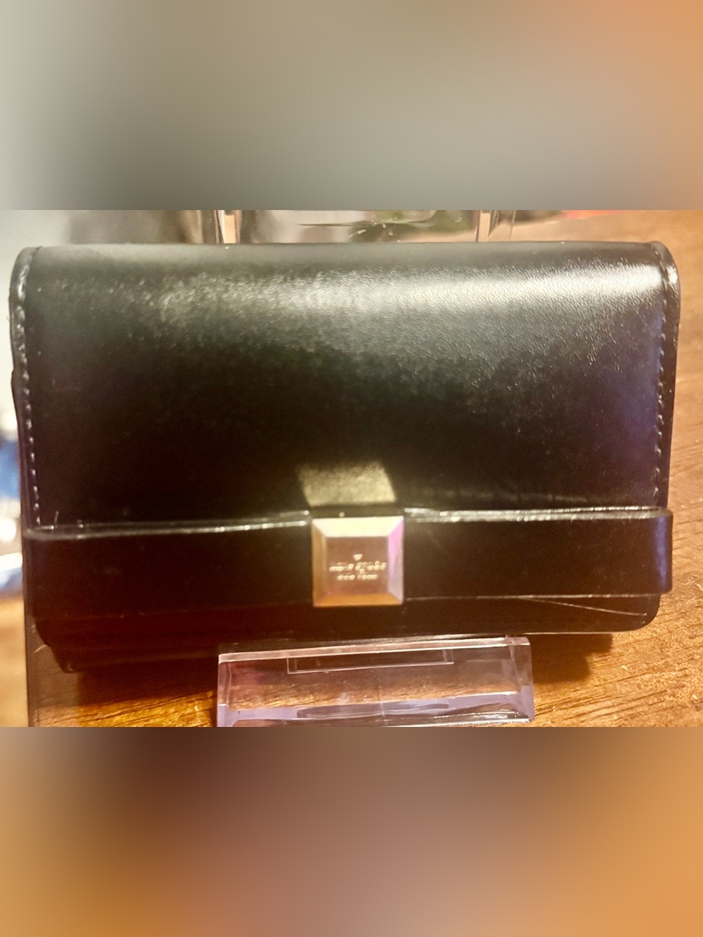 Kate Spade New York Darla Mini Bifold Leather Wallet with Bow & Key Ring - Black